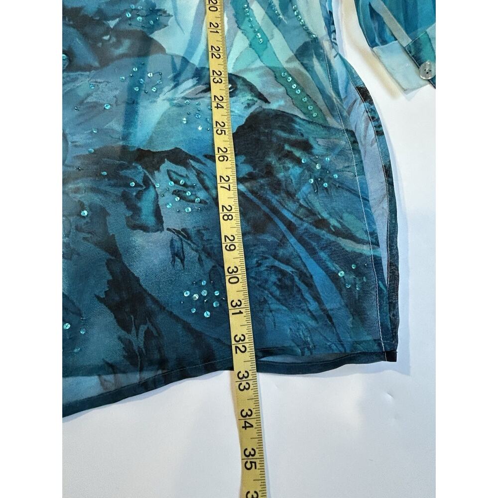 Diane gilman silk blouse small Sheer Organza Floral - Picture 9 of 9